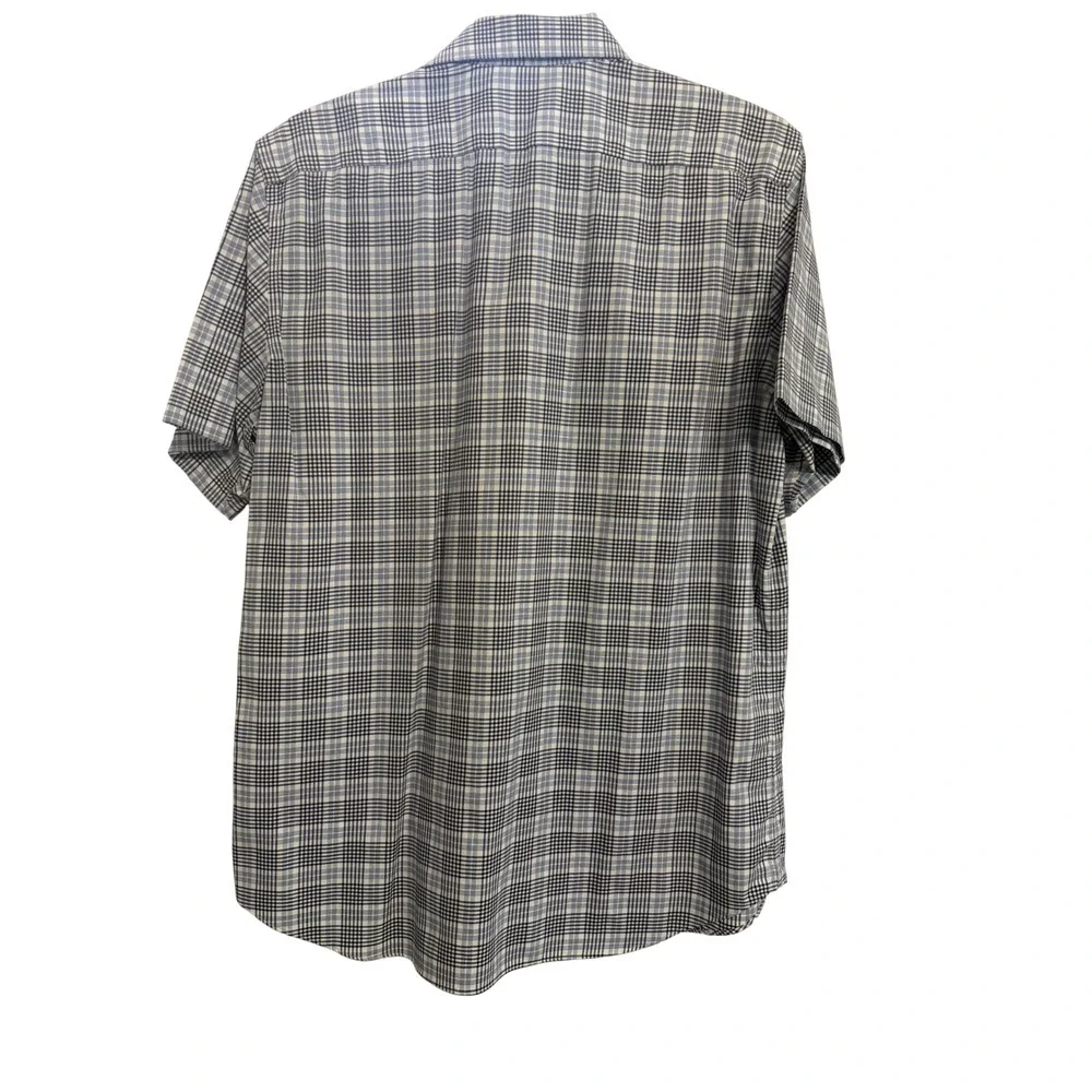 Banana Republic Non Iron Slim Fit Plaid Short Sleeve Button Up Shirt Men 16 16.5